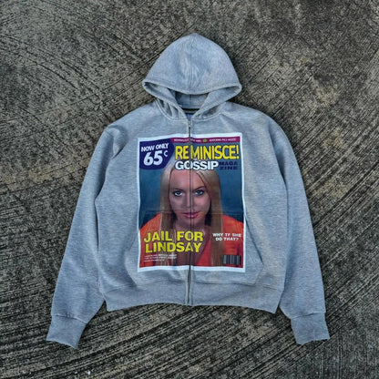 Dark Character Pictorial Zip Hoodie