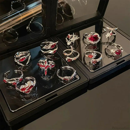 Dark Crimson Crystal Arachnid Celestial Band
