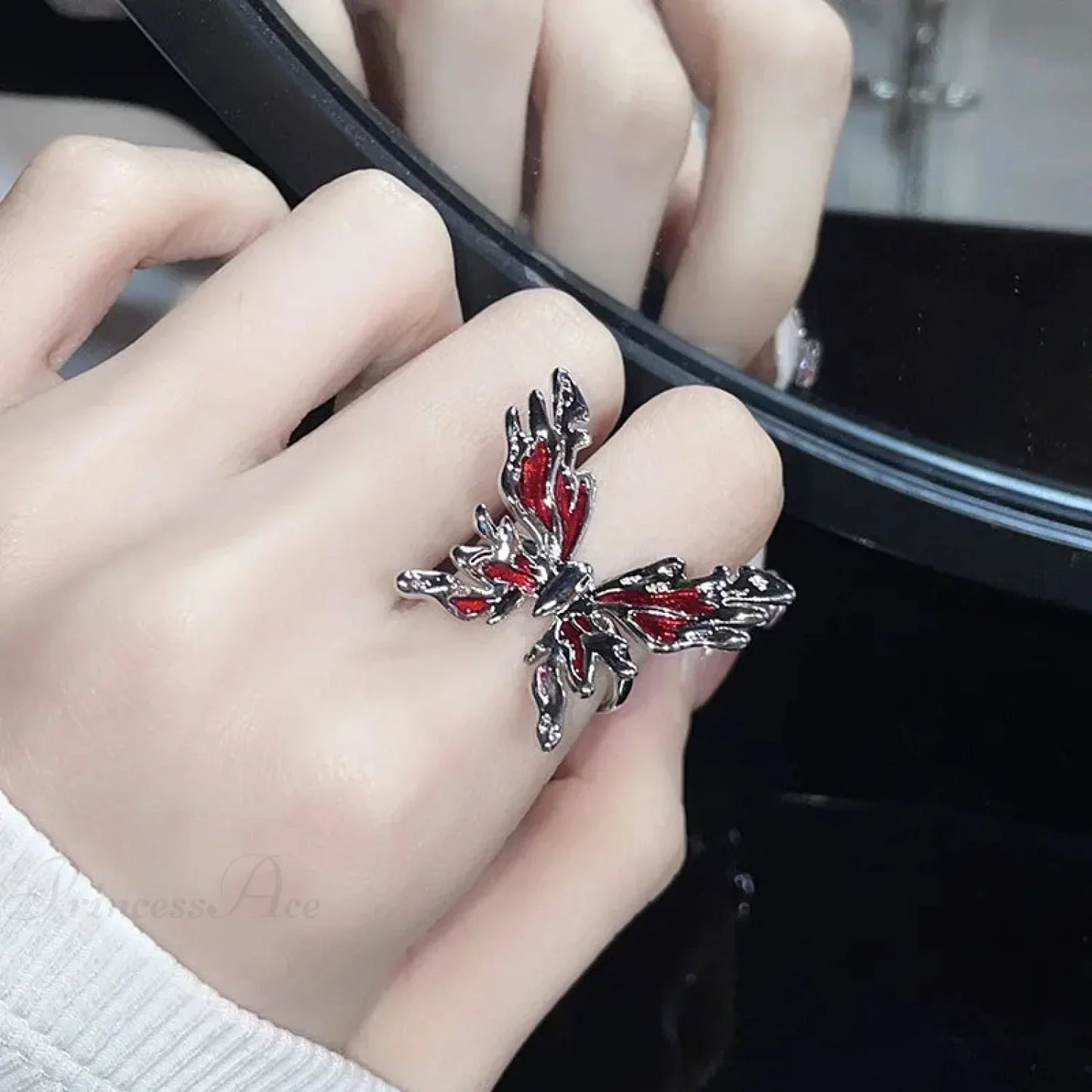 Dark Crimson Crystal Arachnid Celestial Band