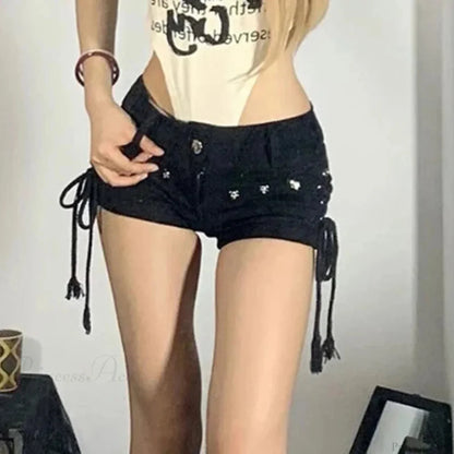 Dark Elevated Waist Denim Short