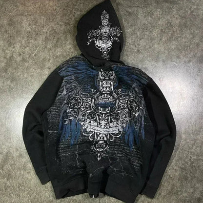 Dark Eyes Print Athletic Hoodie
