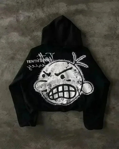 Dark Hip Hop Graphic Print Hoodie