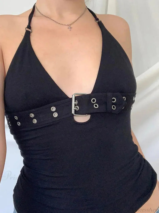 Dark Lace Up Crop Top