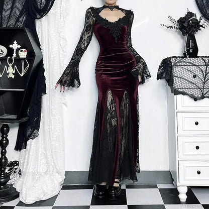 Dark Plaid Elegant Short Long Dress