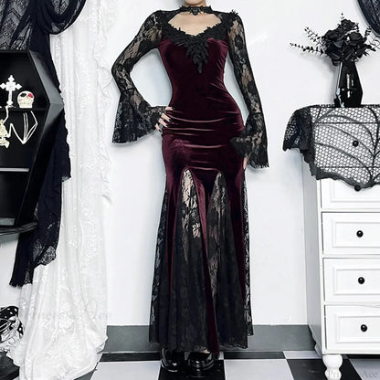 Dark Plaid Elegant Short Long Dress