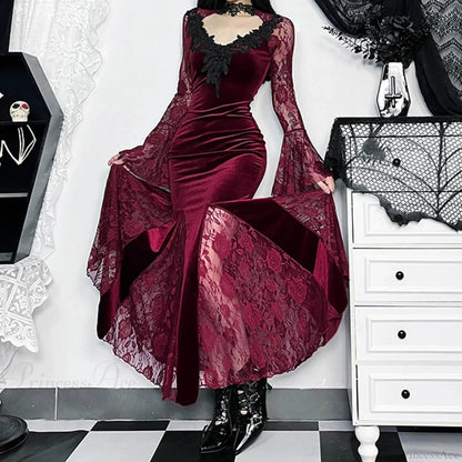 Dark Plaid Elegant Short Long Dress