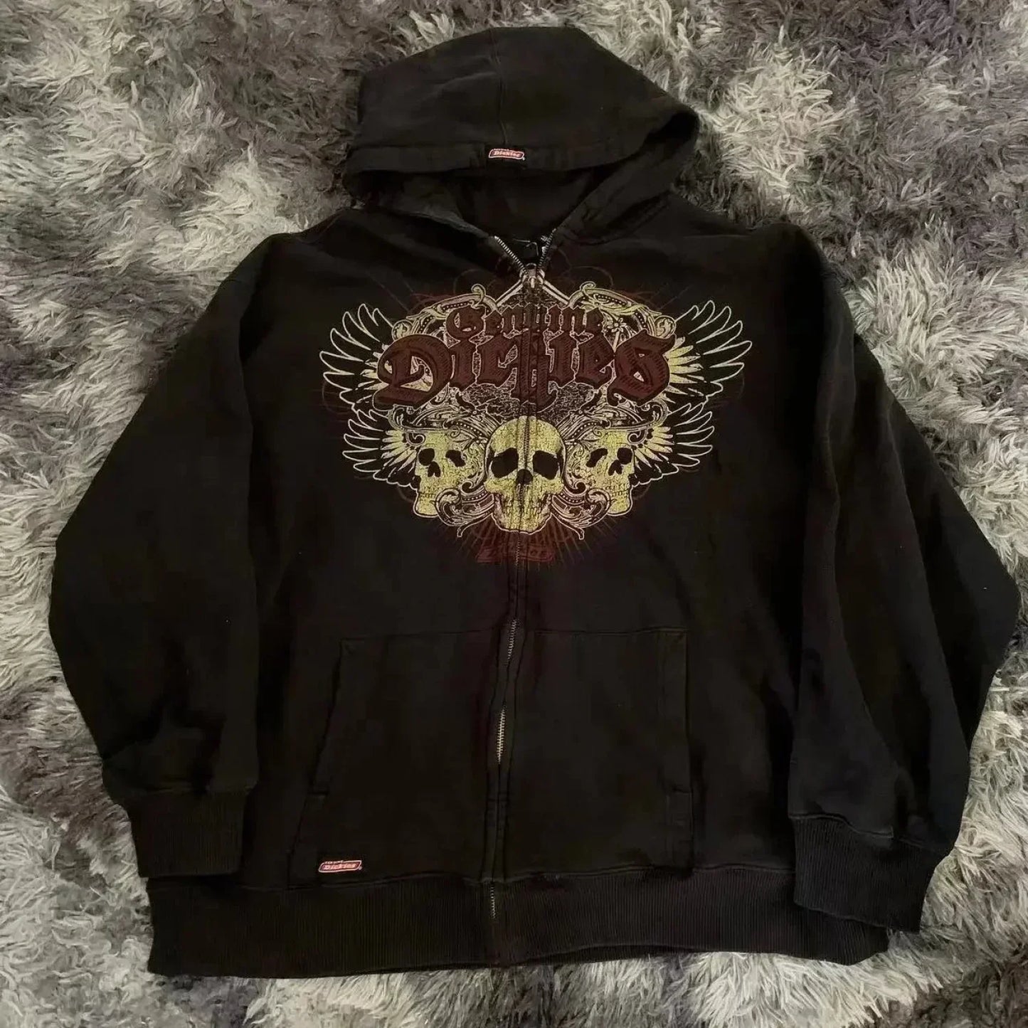 Dark Skull Print Rebel Hoodie