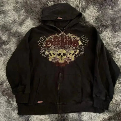 Dark Skull Print Rebel Hoodie