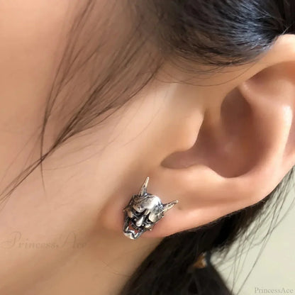 Dark Skull Stainless Steel C Shape Earring