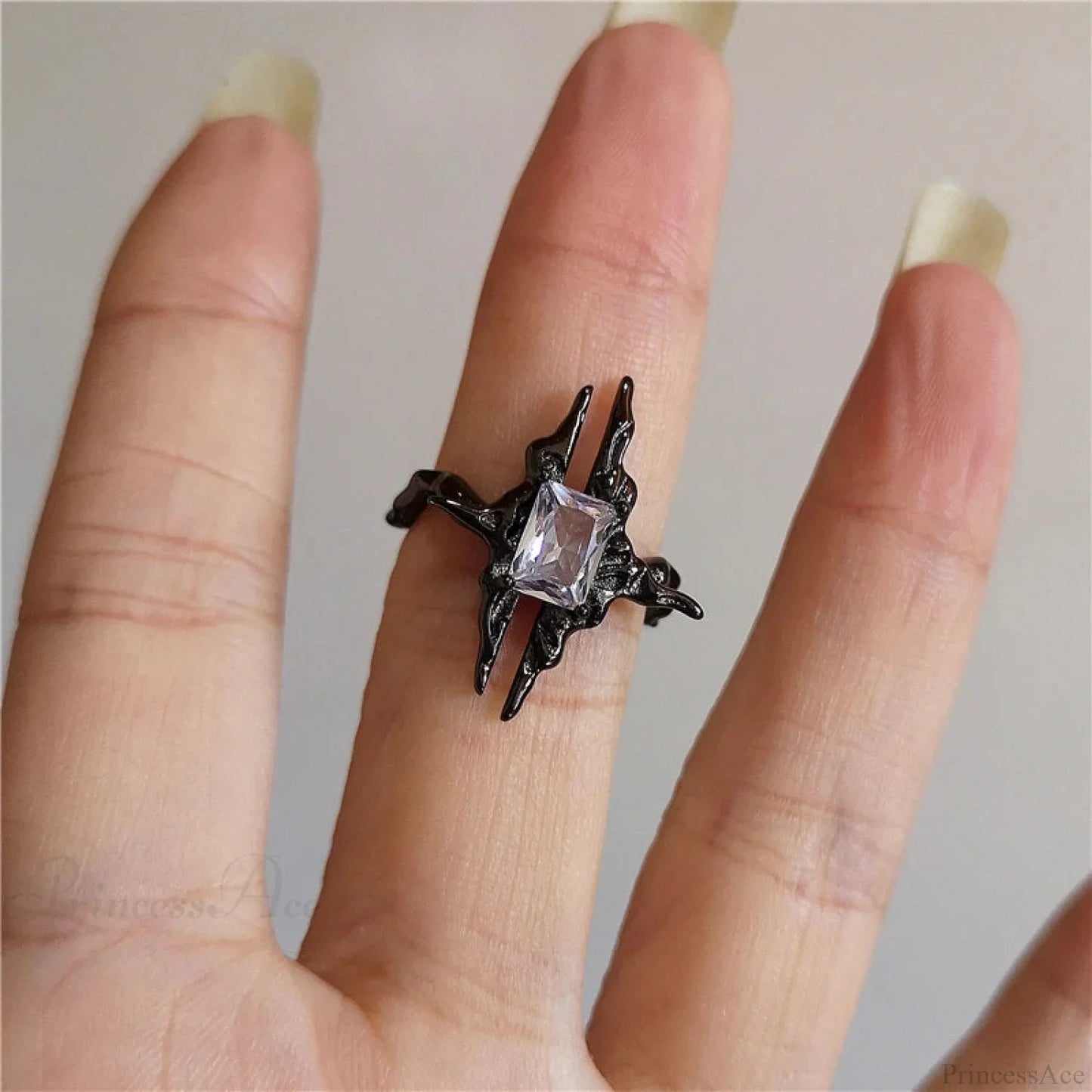 Dark Thorny Rose Pair Ring