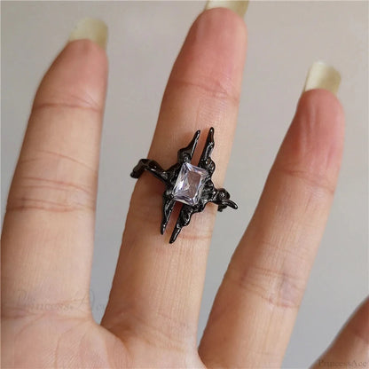 Dark Thorny Rose Pair Ring