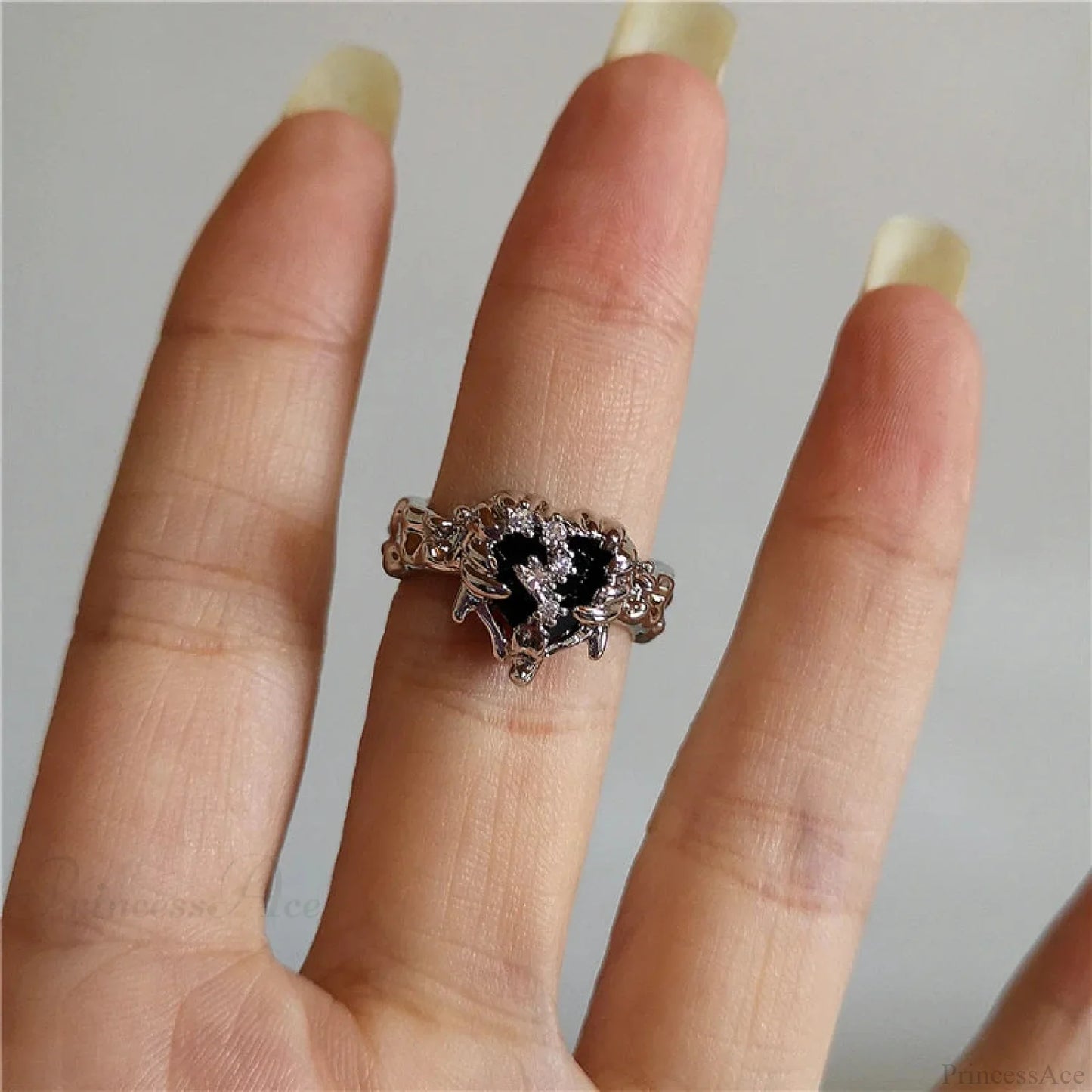 Dark Thorny Rose Pair Ring