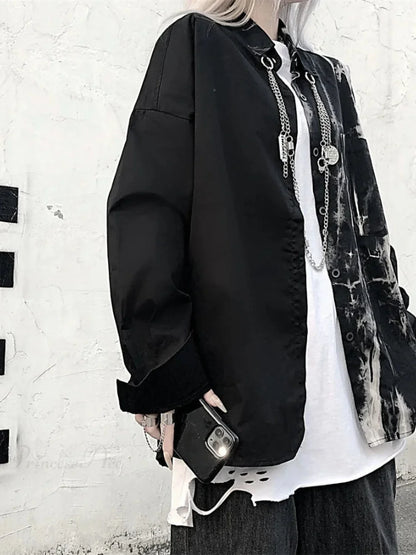 Dark Tie-dye Baggy Blouse