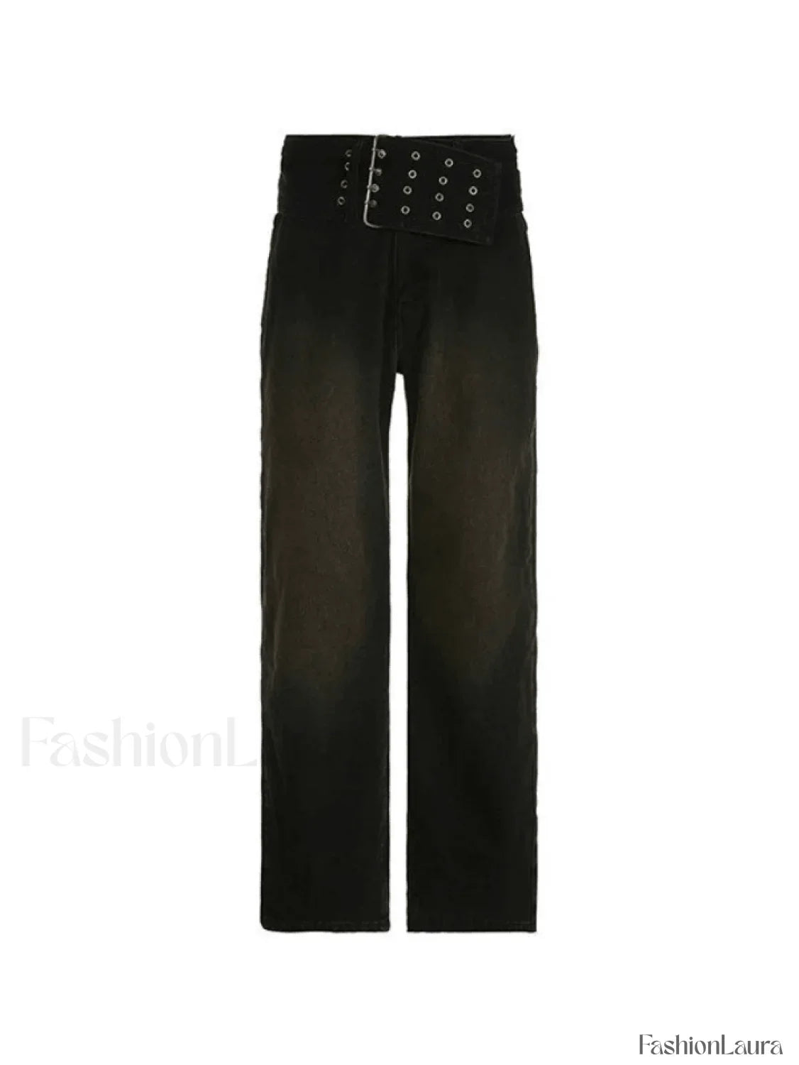 Dark Wash Belted Baggy Boyfriend Jeans
