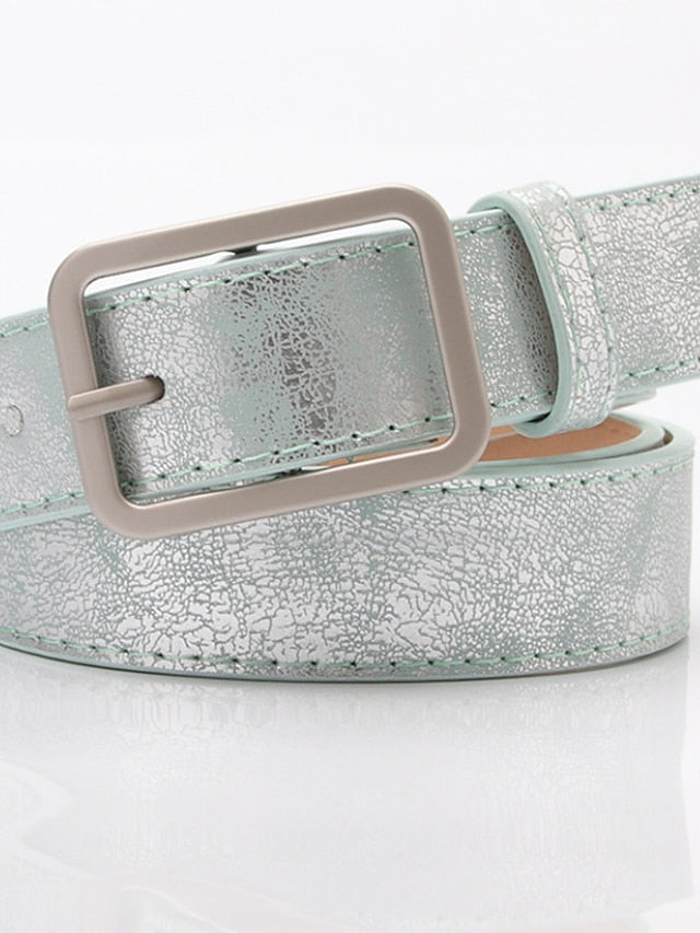 Unisex PU Buckle Belt PU Leather Prong Buckle Plain Casual Classic Party Daily Green Black Pink Silver for Women