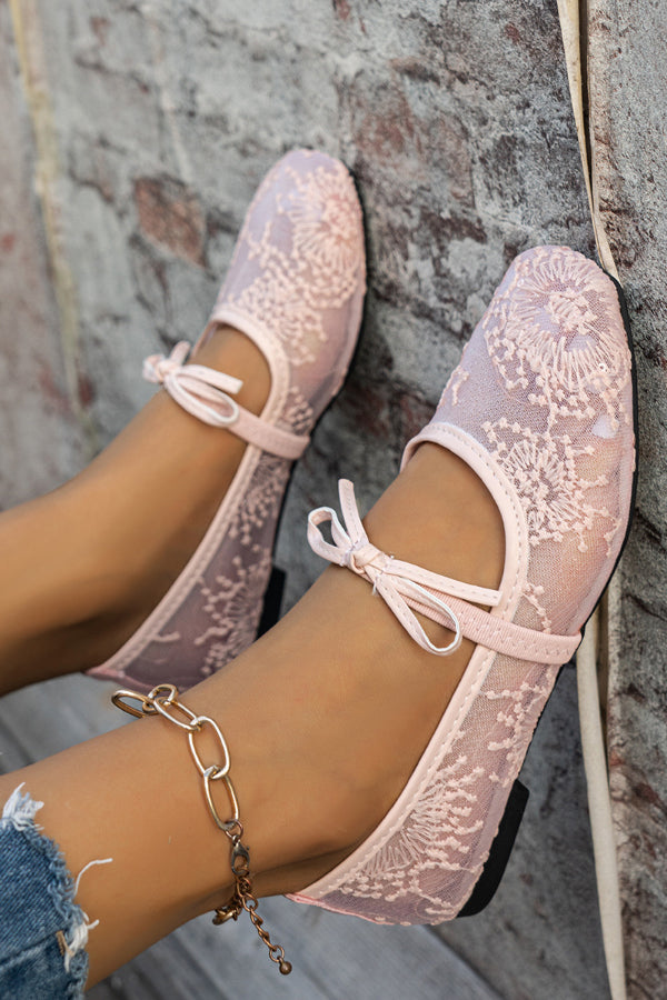 Fashionable Sequined Embroidered Square-toe Flat Casual Shoes