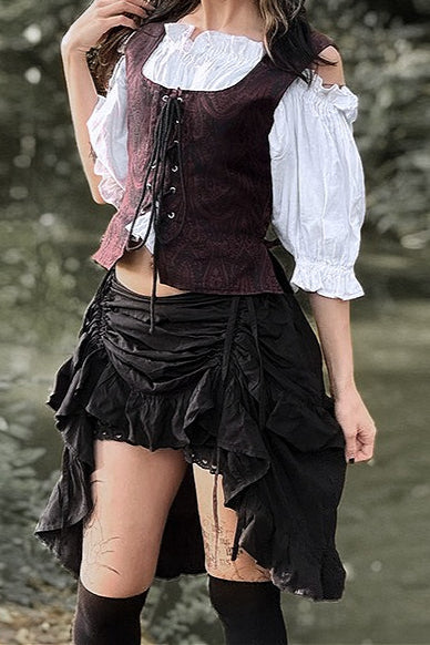 Gothic Style Irregular Midi Skirt