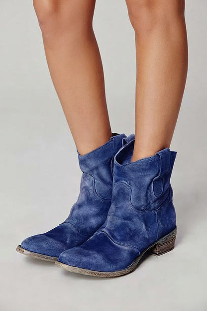 Faux Suede Mid-calf Boots with Low Heels