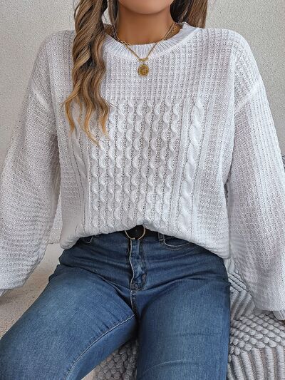 Elegante jersey de punto trenzado con cuentas para mujer | Ideal para otoño/invierno