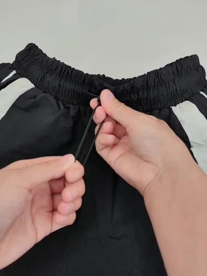 Contrast Piping Black Baggy Sweatpants