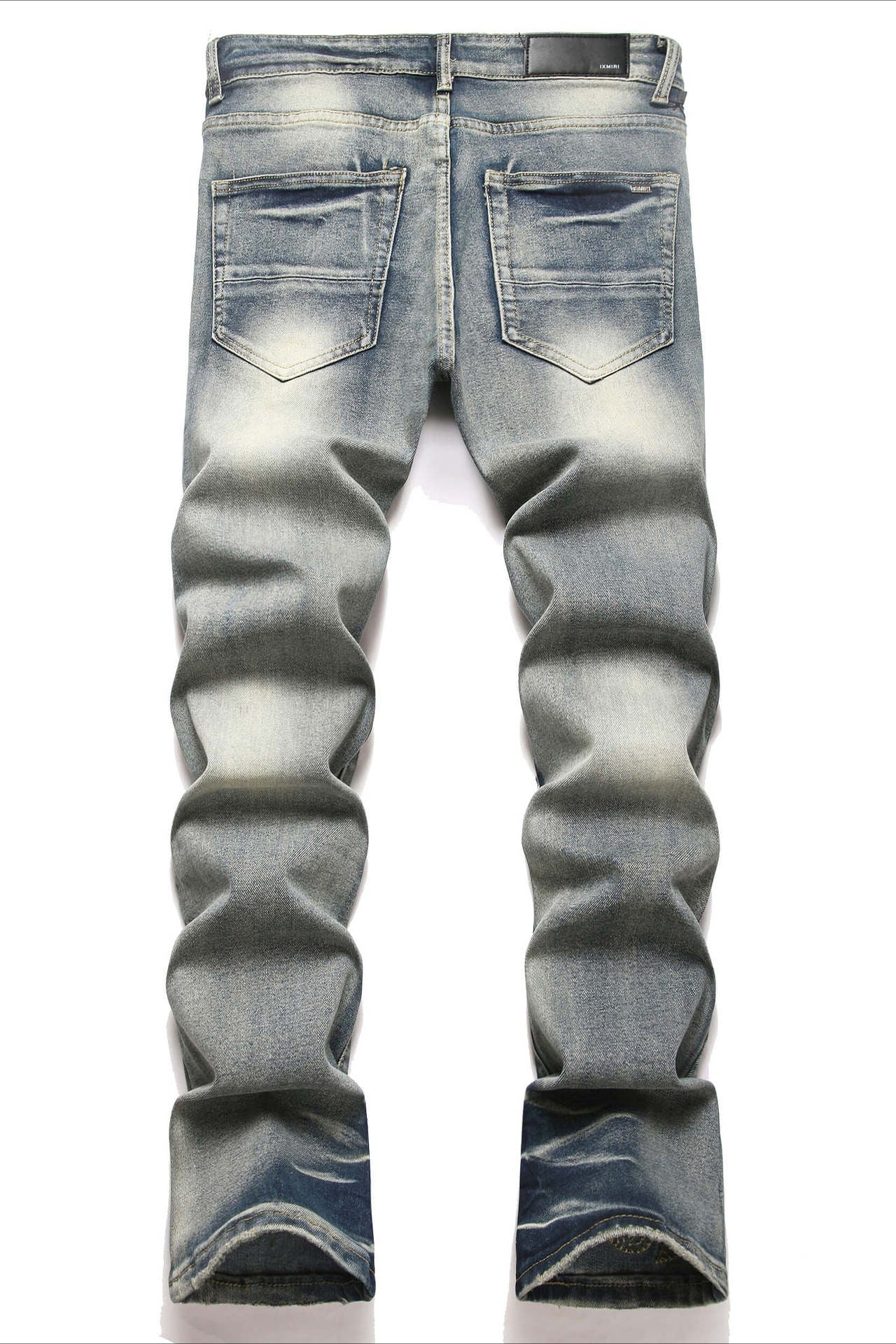 Retro Red Plaid Embroidered Studded Bootcut Denim Pants