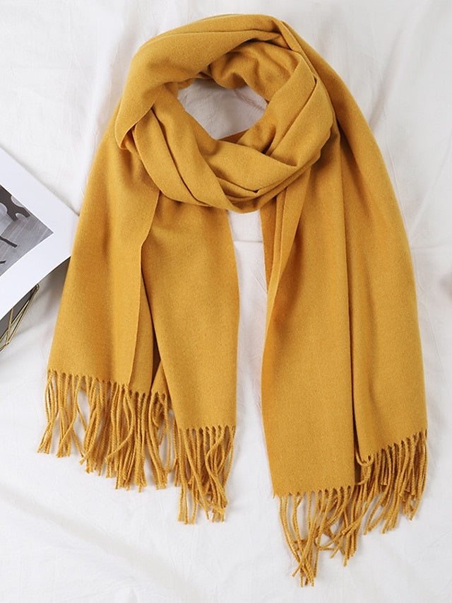 Shawls & Wraps Party Black Scarf Pure Color / Basic / Red / Fall / Winter / Polyester for Women