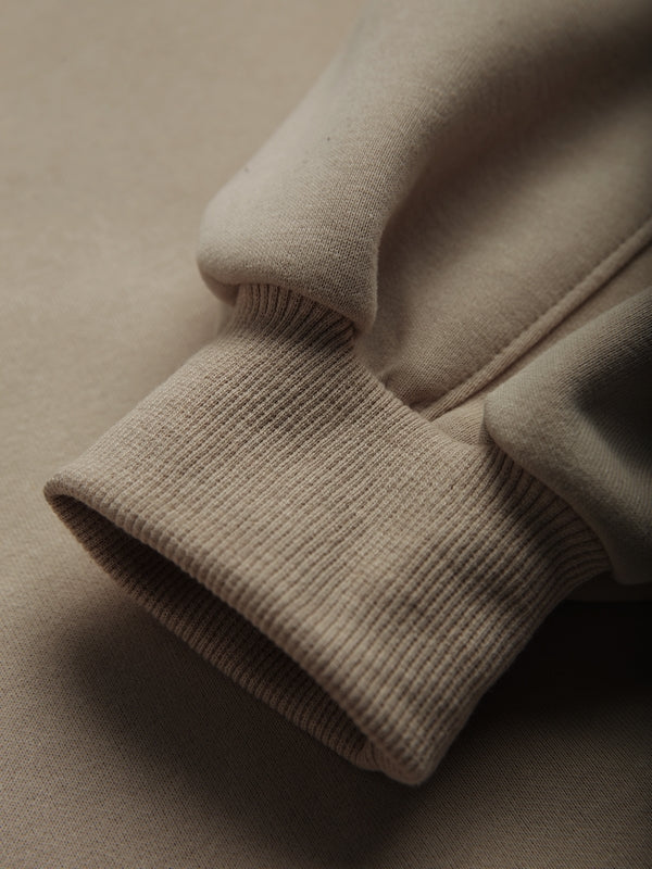 Solid Color Label Embellished Oversized Hoodie