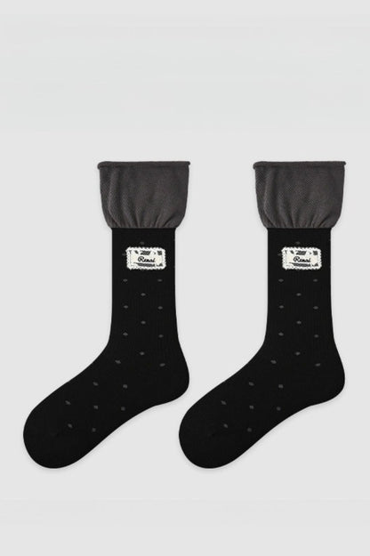 Two Tone Slouchy Letter Printed Socks