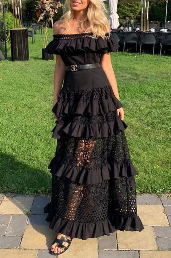 Elegant One-Shoulder Ruffle Boho Dress