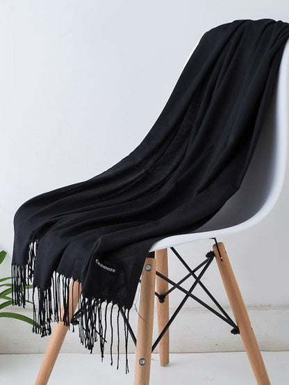 1pcs Solid Color Hijabs Imitation Cashmere Scarf Women All Season Long Shawls And Wraps Hijab Scarves Tassels Thin Headband for Women