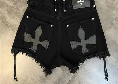 High-Waist Wide Leg Denim Shorts