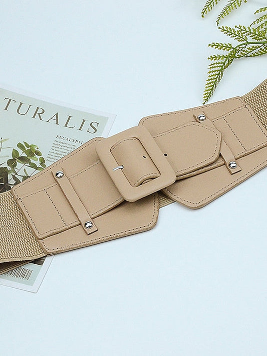 Corset Belt PU Leather Prong Buckle Plain Formal Vintage Retro Work Daily Leopard Black Red & White Beige for Women