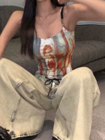 Portrait Print Slim Cami Top