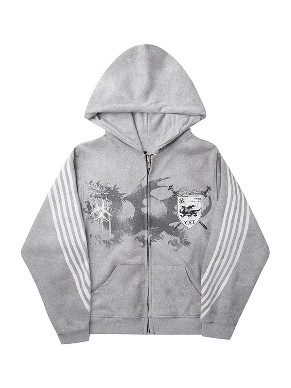 Oversized Hoodie with Lettering Stripes