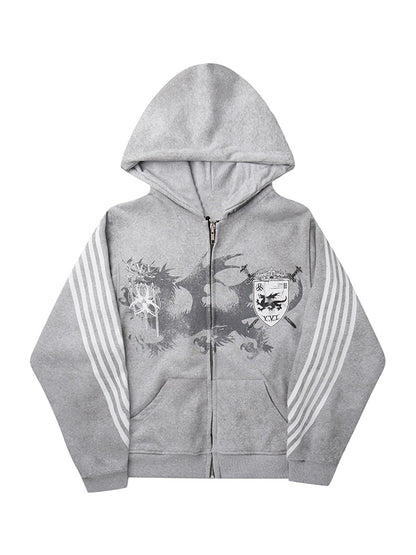 Oversized Hoodie with Lettering Stripes