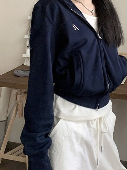 American Short Hooded Long Sleeves Jacket