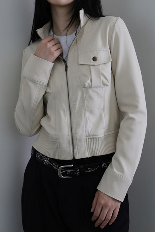 Tailored Waist Utility Zip Jacket