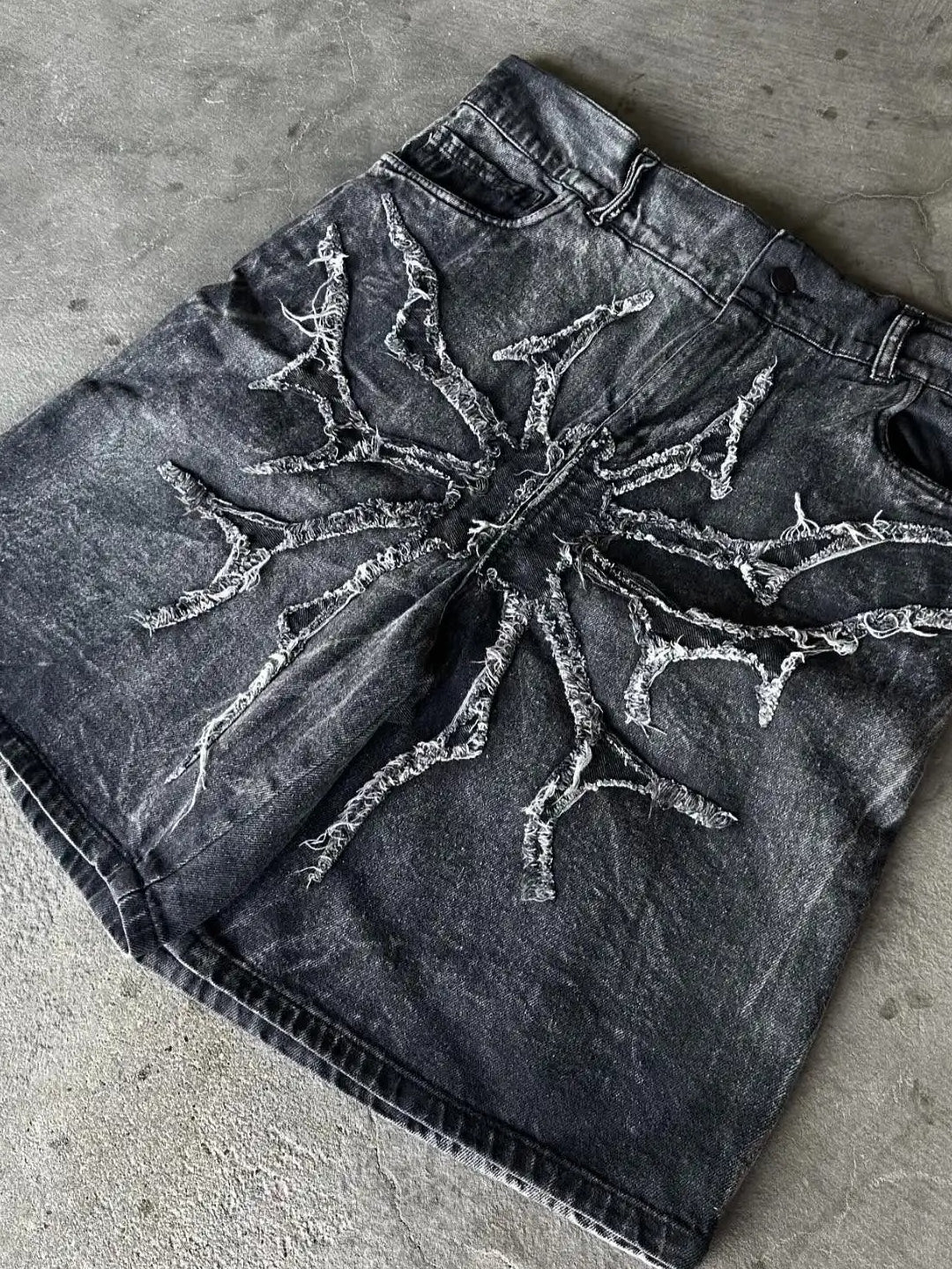 Y2K Pattern Print Loose Denim Shorts