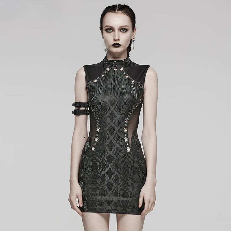 Women's Punk Snake-skin  Gothic Hollowed Out Dress