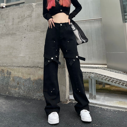 Black Utility Belt Cargo Pants