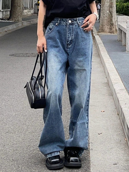 Washed High Waist Baggy Boyfriend Jeans
