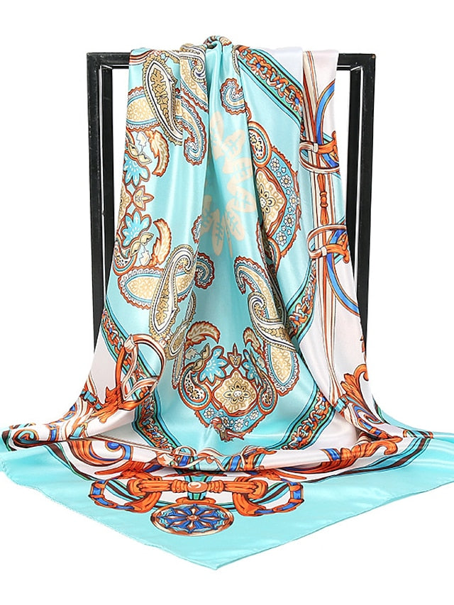 1PC 90*90cm Party / Evening Daily Square Scarf Fashion Beach Women Head Silk Wrap Spring Summer Shawl Ladies Foulard Bandanna Muffler for Women