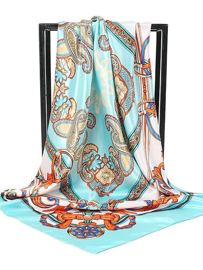 1PC 90*90cm Party / Evening Daily Square Scarf Fashion Beach Women Head Silk Wrap Spring Summer Shawl Ladies Foulard Bandanna Muffler for Women