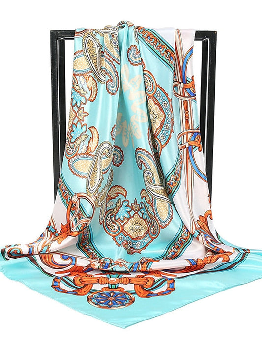 1PC 90*90cm Party / Evening Daily Square Scarf Fashion Beach Women Head Silk Wrap Spring Summer Shawl Ladies Foulard Bandanna Muffler for Women