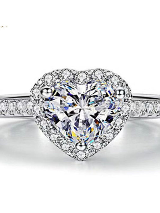 1PC Alloy Ring For Women with Tiny Heart/Square Clear Diamond for Women