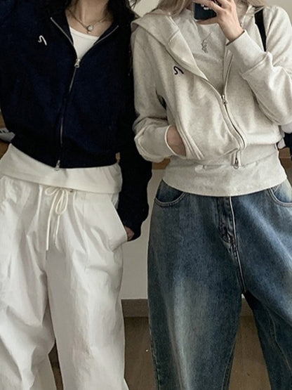 American Short Hooded Long Sleeves Jacket