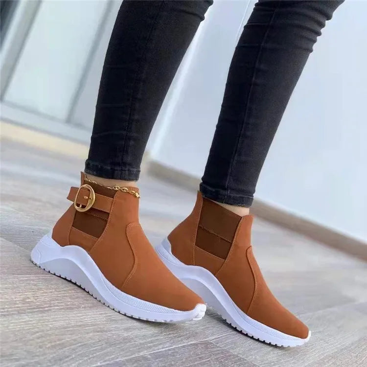 Women's Elegant Slip-On Smart Trainers with Ankle Buckle | Great for Everyday Wear