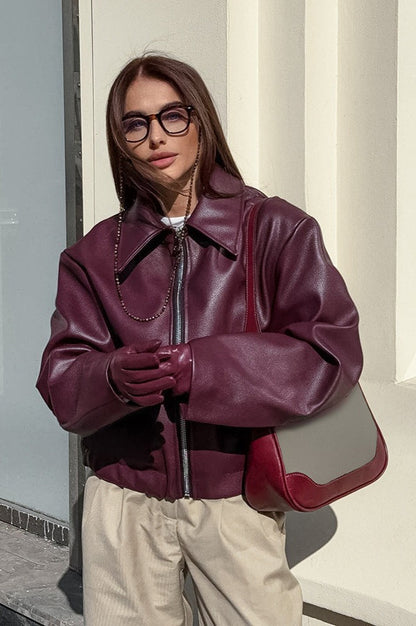Stylish Matte PU Moto Jacket