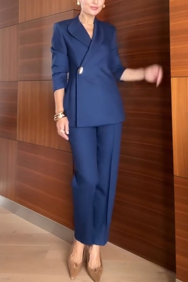 Exquisite and Fashionable Stand Lapel Neck Metal Button Long Sleeve Blazer