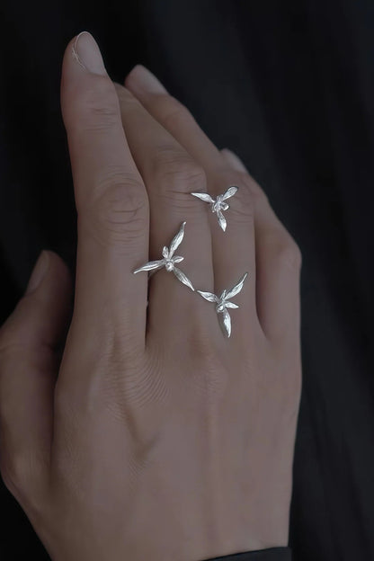Elegant Chinese-style 3D Orchid Open Ring